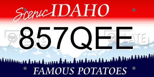 857QEE Idaho License Plate
