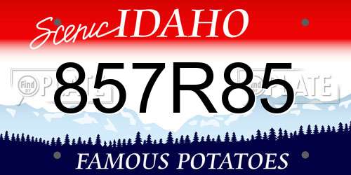 857R85 Idaho License Plate
