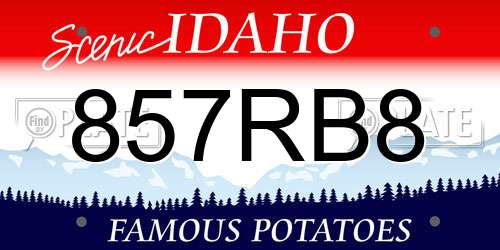 857RB8 Idaho License Plate