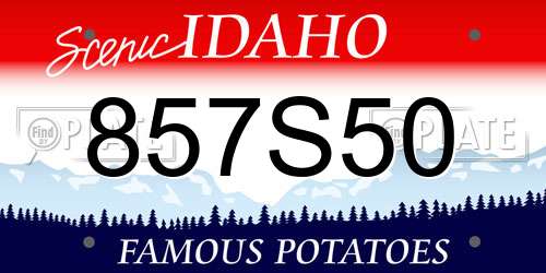 857S50 Idaho License Plate