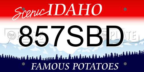 857SBD Idaho License Plate