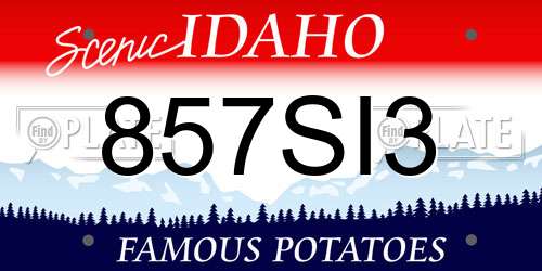 857SI3 Idaho License Plate