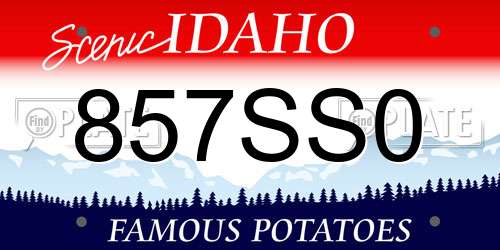857SS0 Idaho License Plate