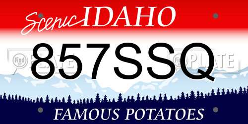 857SSQ Idaho License Plate