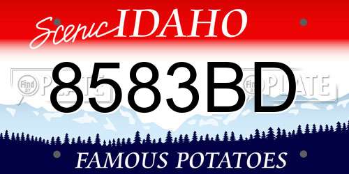 8583BD Idaho License Plate