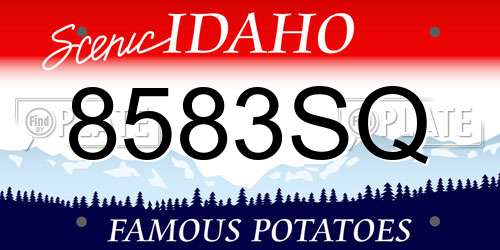 8583SQ Idaho License Plate