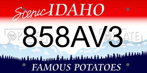 858AV3 Idaho License Plate