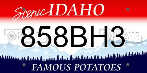 858BH3 Idaho License Plate