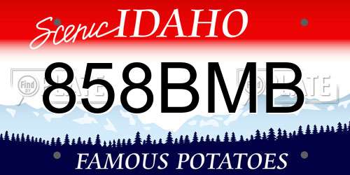858BMB Idaho License Plate