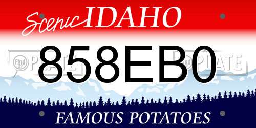 858EB0 Idaho License Plate