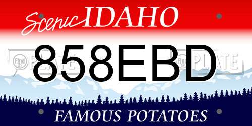 858EBD Idaho License Plate