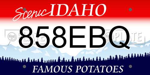 858EBQ Idaho License Plate