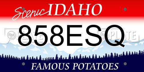 858ESQ Idaho License Plate