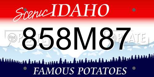 858M87 Idaho License Plate