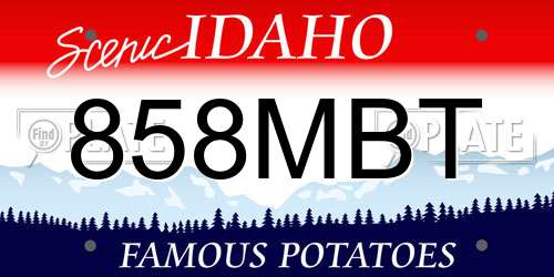 858MBT Idaho License Plate