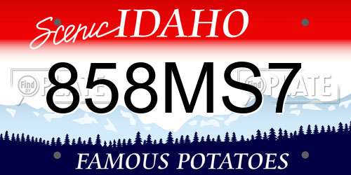 858MS7 Idaho License Plate