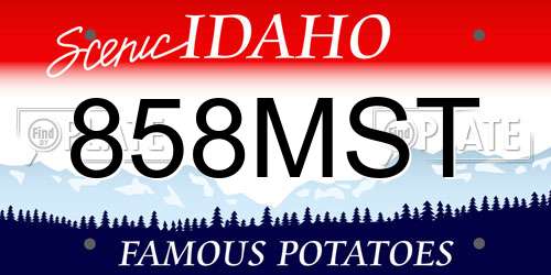 858MST Idaho License Plate