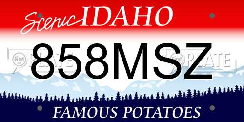 858MSZ Idaho License Plate