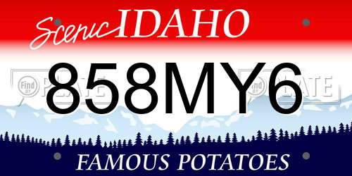 858MY6 Idaho License Plate