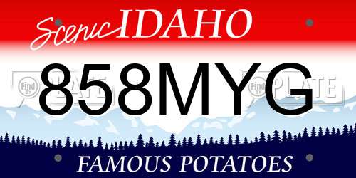858MYG Idaho License Plate