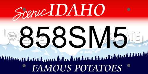 858SM5 Idaho License Plate