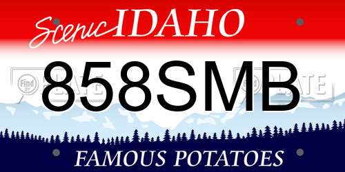 858SMB Idaho License Plate