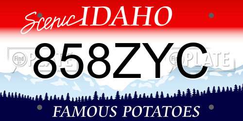 858ZYC Idaho License Plate