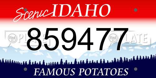 859477 Idaho License Plate