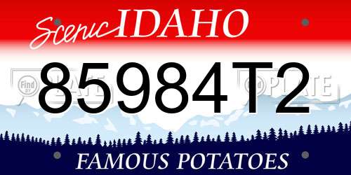 85984T2 Idaho License Plate