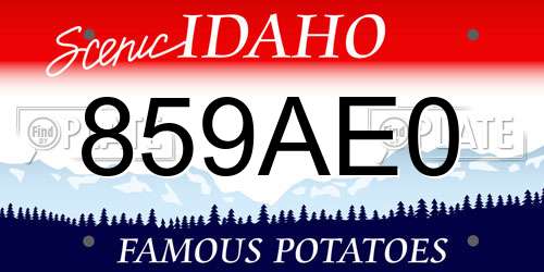859AE0 Idaho License Plate