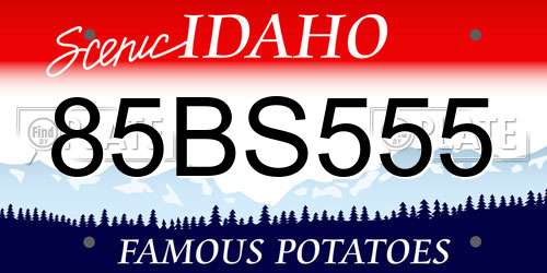 85BS555 Idaho License Plate