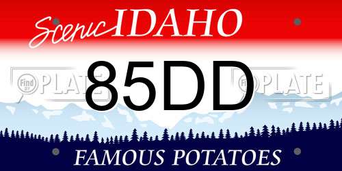 85DD Idaho License Plate