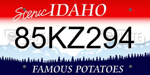 85KZ294 Idaho License Plate