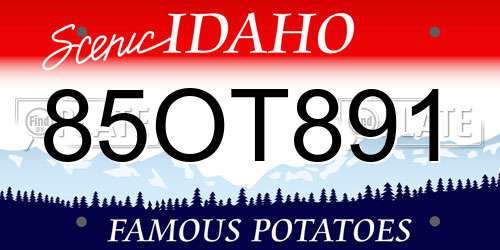 85OT891 Idaho License Plate