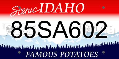 85SA602 Idaho License Plate