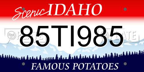 85TI985 Idaho License Plate