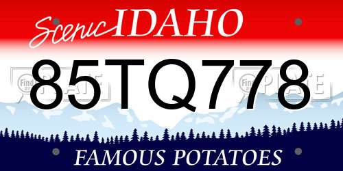 85TQ778 Idaho License Plate