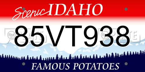 85VT938 Idaho License Plate