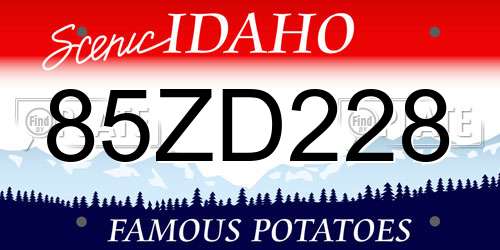 85ZD228 Idaho License Plate