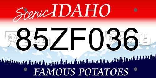 85ZF036 Idaho License Plate