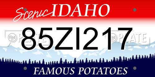 85ZI217 Idaho License Plate
