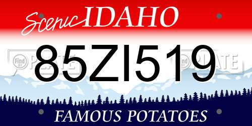 85ZI519 Idaho License Plate