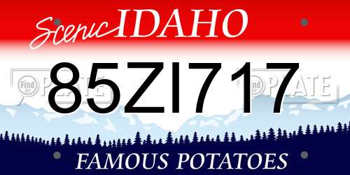 85ZI717 Idaho License Plate