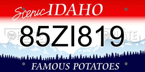 85ZI819 Idaho License Plate