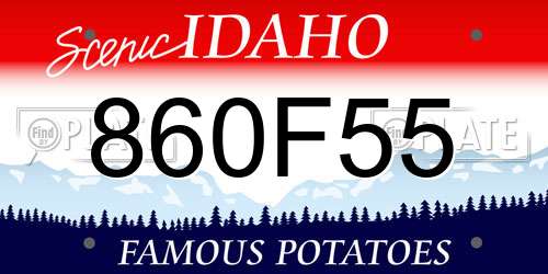 860F55 Idaho License Plate