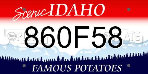860F58 Idaho License Plate