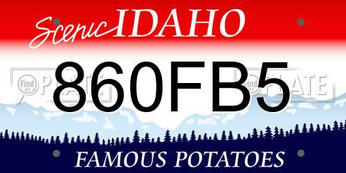 860FB5 Idaho License Plate