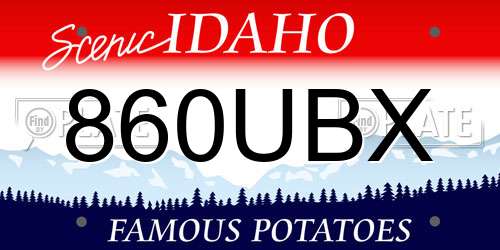 860UBX Idaho License Plate