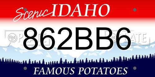 862BB6 Idaho License Plate