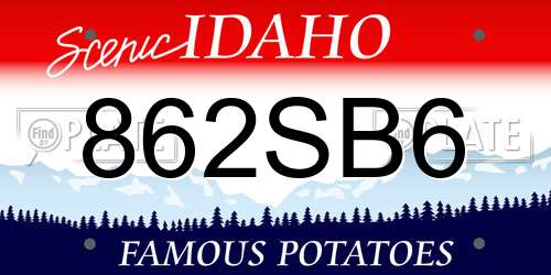 862SB6 Idaho License Plate